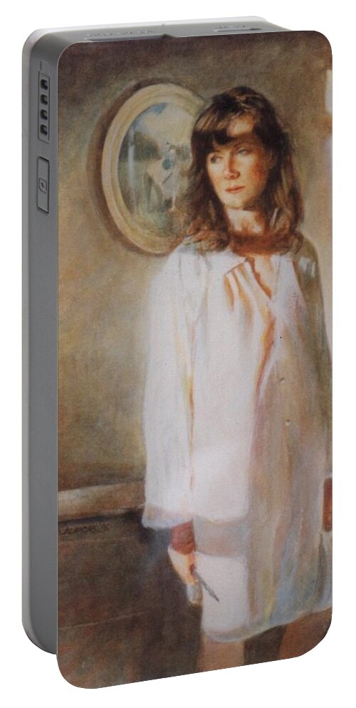 Portrait Portable Battery Charger featuring the painting The Old Watercolour by David Ladmore
