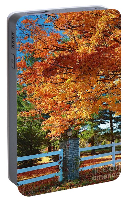 Fall Portable Battery Charger featuring the photograph The old yard light by Robert Pearson
