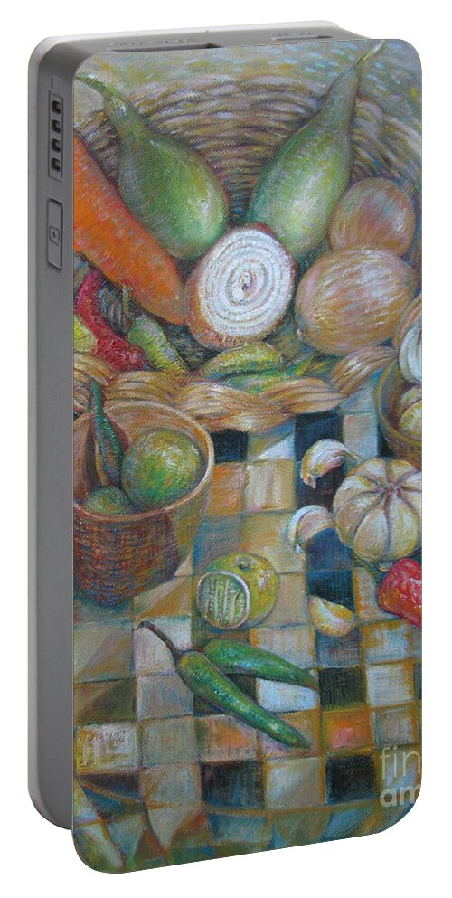 Orange Portable Battery Charger featuring the painting The Orange and The Green by Sukalya Chearanantana