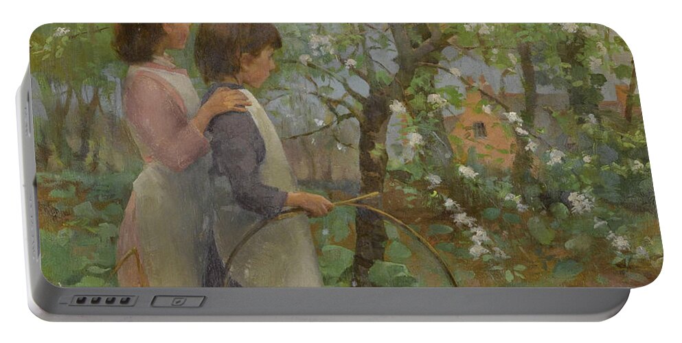 19th Century Art Portable Battery Charger featuring the painting The Orchard by Elizabeth Forbes