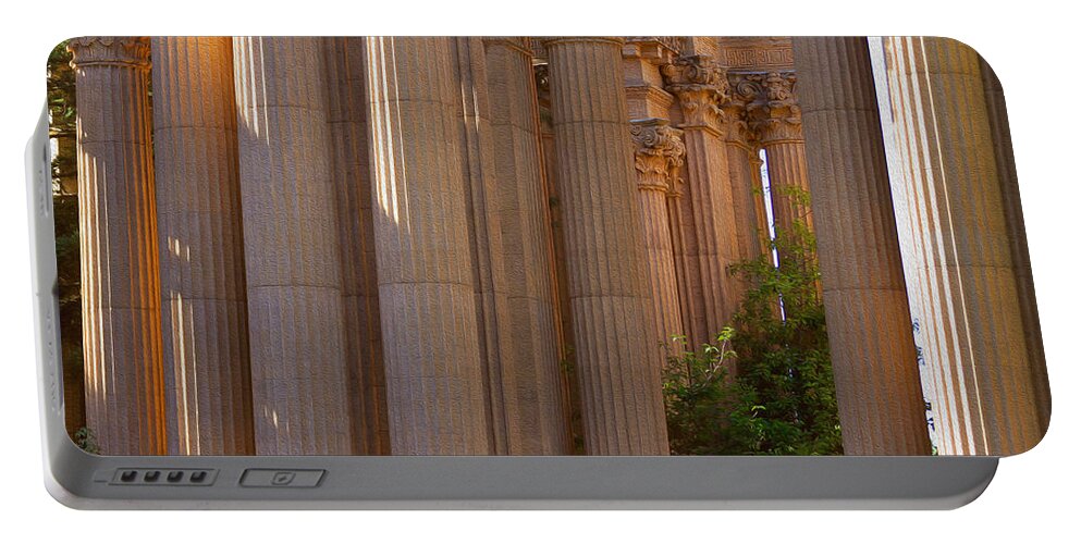 Bonnie Follett Portable Battery Charger featuring the photograph The Palace Columns by Bonnie Follett