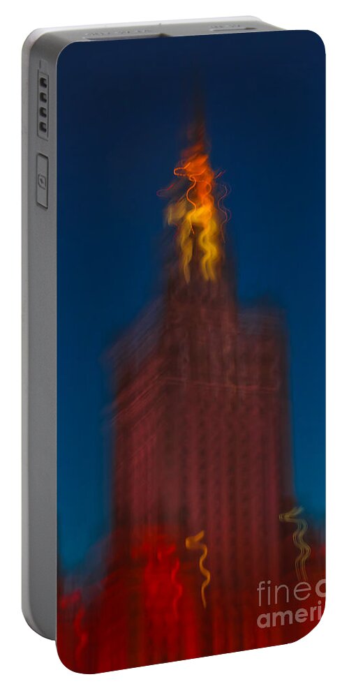 Abstract Portable Battery Charger featuring the photograph The Palace Of Culture And Science by Iryna Liveoak