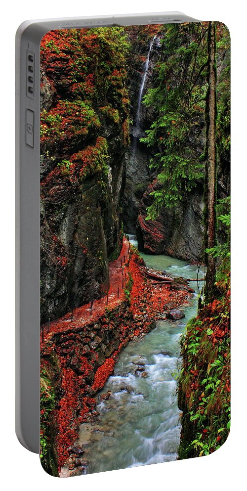 Gorge Portable Battery Charger featuring the photograph The Partnachklamm by Daniel Koglin