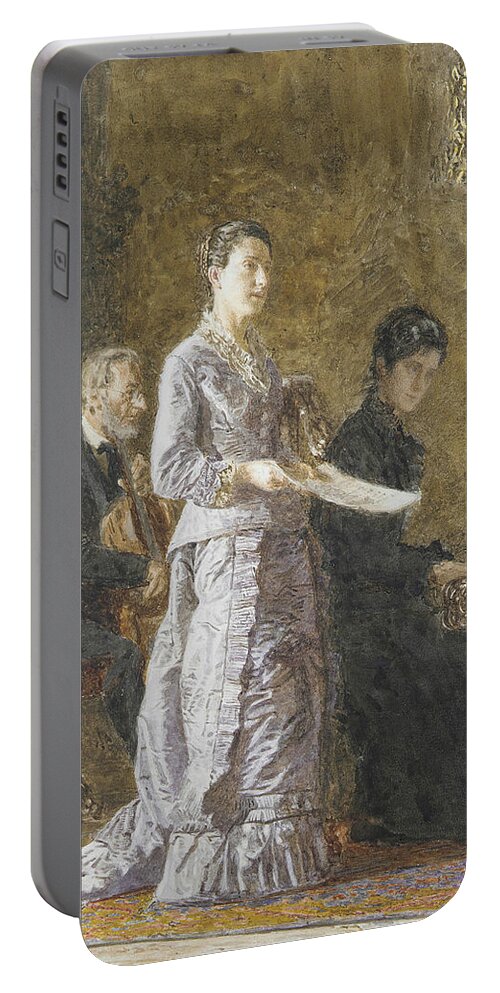 19th Century Art Portable Battery Charger featuring the drawing The Pathetic Song by Thomas Eakins