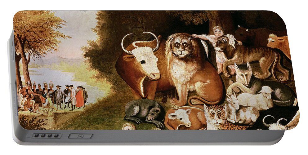 The Portable Battery Charger featuring the painting The Peaceable Kingdom by Edward Hicks