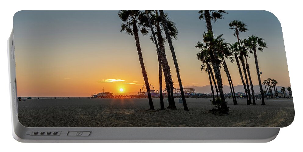 Santa Monica Pier Portable Battery Charger featuring the photograph The Pier At Sunset by Gene Parks