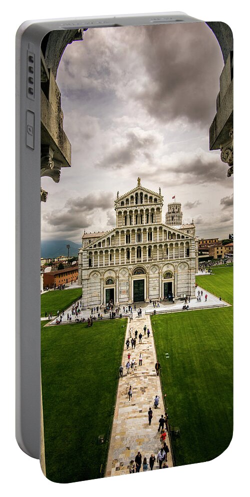 Europe Portable Battery Charger featuring the photograph The Pisa Cathedral from the Bapistry by Matt Swinden
