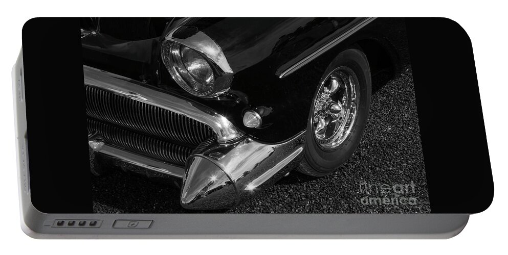 Cars Portable Battery Charger featuring the photograph The Pointed Chrome Bumper by Kirt Tisdale