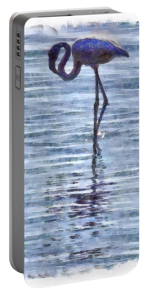 Flamingo Portable Battery Charger featuring the painting The Power Of One by Taiche Acrylic Art