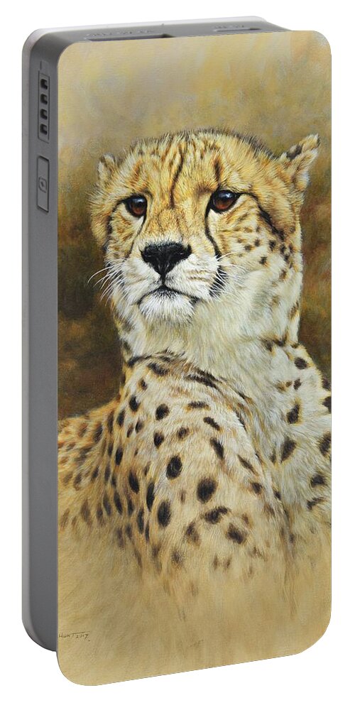 Wildlife Paintings Portable Battery Charger featuring the painting The Prince - Cheetah by Alan M Hunt