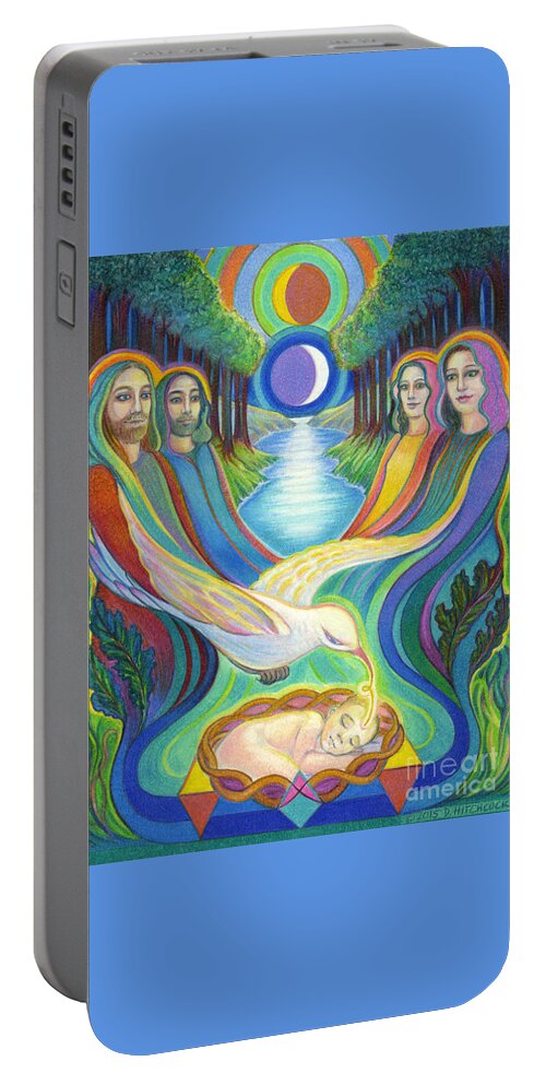 Spiritual Portable Battery Charger featuring the drawing The Prophecy by Debra Hitchcock
