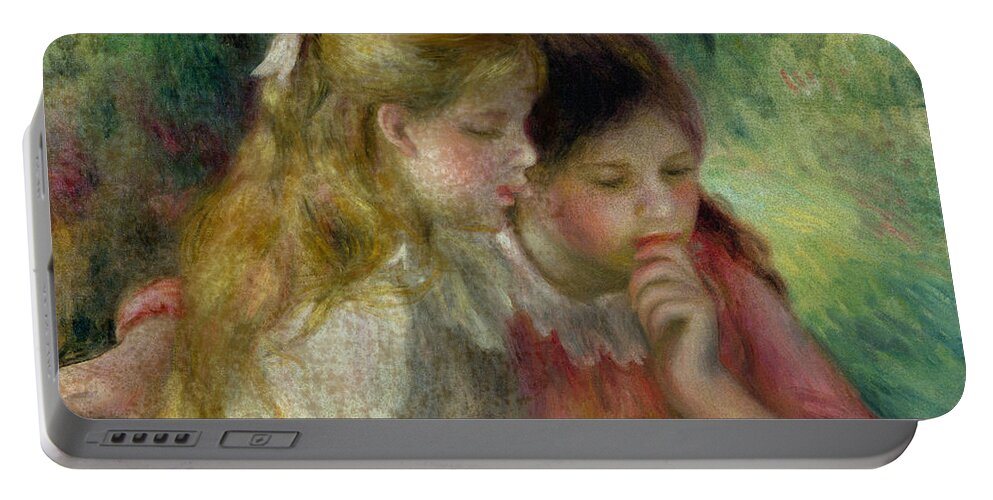Renoir Portable Battery Charger featuring the painting The Reading by Pierre Auguste Renoir