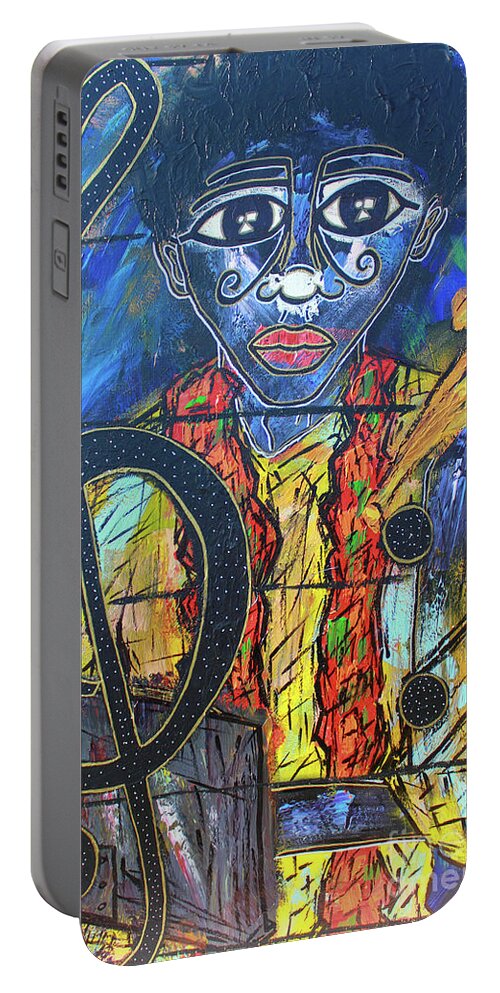  Portable Battery Charger featuring the painting The Recital by Odalo Wasikhongo