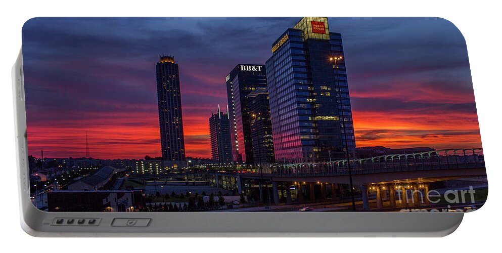 Reid Callaway Midtown Atlanta Images Portable Battery Charger featuring the photograph The Red Sunset 2 Midtown Atlanta Cityscape Art by Reid Callaway