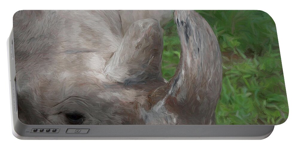 Black Rhino Portable Battery Charger featuring the digital art The Rhino by Ernest Echols