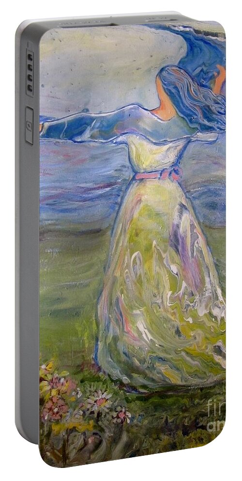 Prophetic Art Portable Battery Charger featuring the painting The River Is Here by Deborah Nell