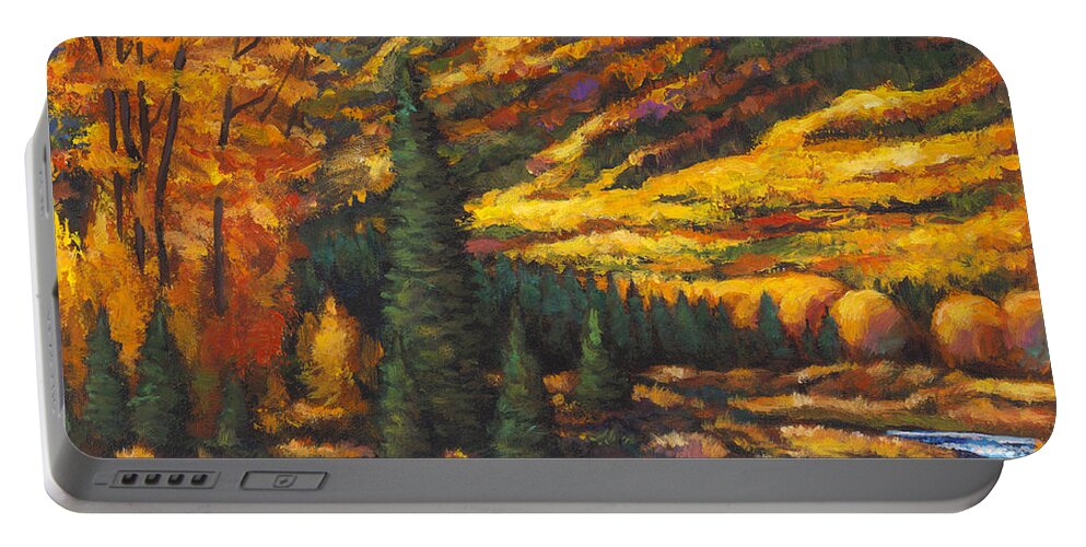Landscape Portable Battery Charger featuring the painting The River Runs by Johnathan Harris
