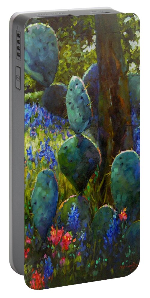 Texas Portable Battery Charger featuring the painting The Road Less Travelled by Chris Brandley