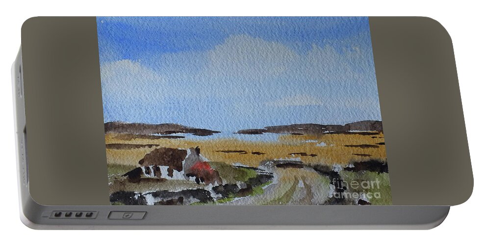  Portable Battery Charger featuring the painting The Road to Omey Island, Galway by Val Byrne