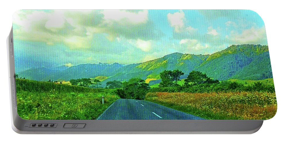 Kaimai Mountain Range Portable Battery Charger featuring the photograph The Road to Te Aroha by Kathy Kelly