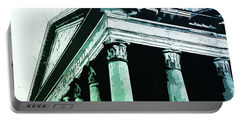 Rome Portable Battery Charger featuring the painting The Roman Pantheon - 03 by AM FineArtPrints