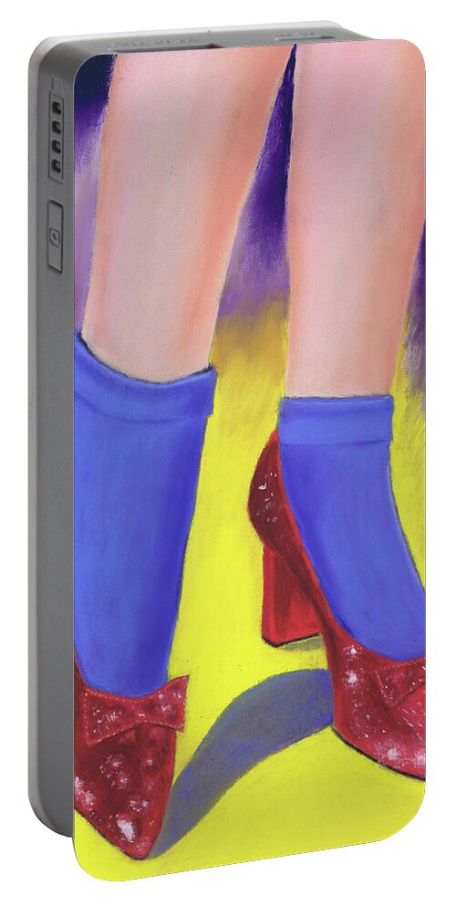 Wizard Of Oz Portable Battery Charger featuring the painting The Ruby Slippers by Lisa Crisman