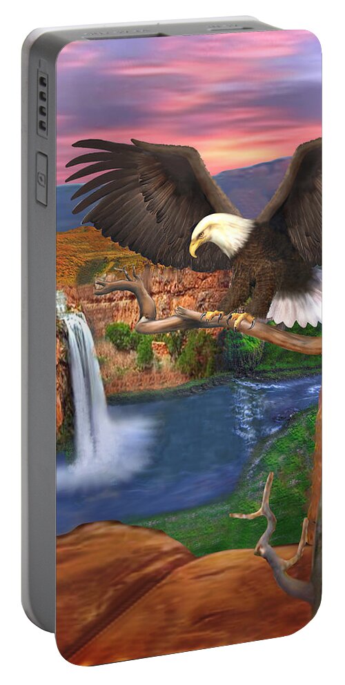 Bald Eagle Portable Battery Charger featuring the digital art The Sentinal by Glenn Holbrook