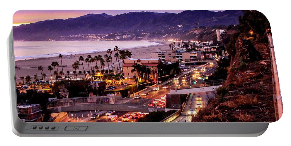 Sunset Santa Monica Bay Portable Battery Charger featuring the photograph The Slow Drive Home by Gene Parks