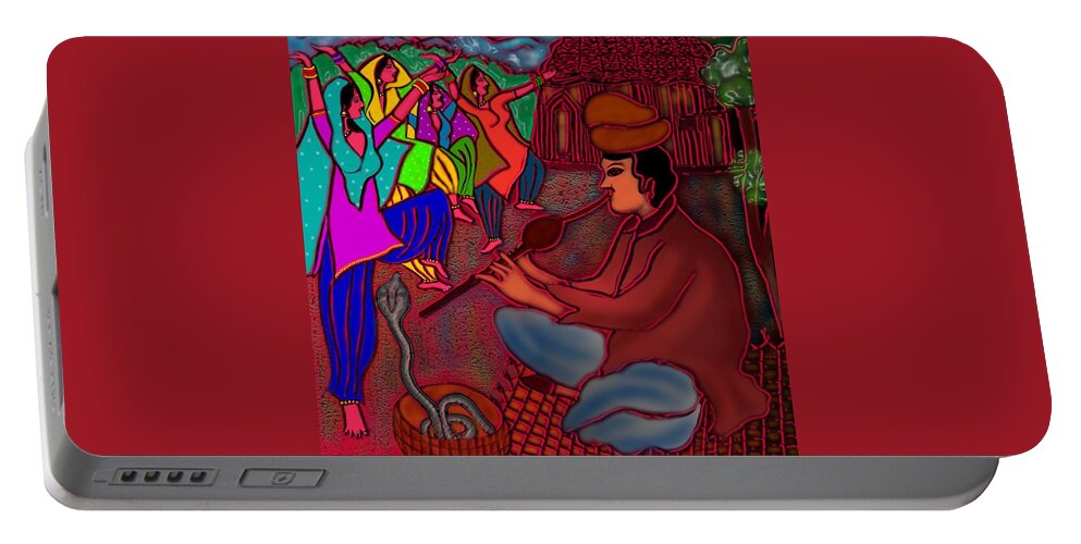 Snake Charmer Painting Portable Battery Charger featuring the digital art The Snake charmer by Latha Gokuldas Panicker