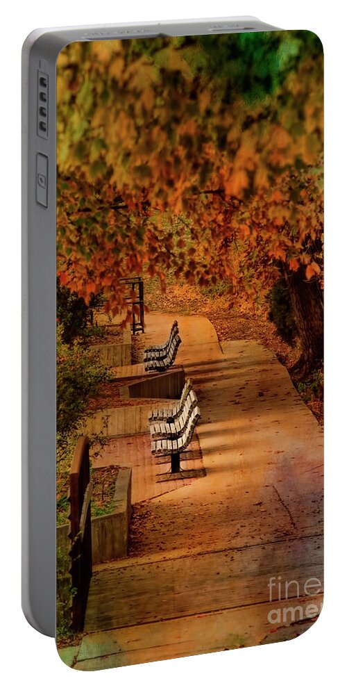 Park Benches Portable Battery Charger featuring the photograph The Sound of Silence by Joan Bertucci