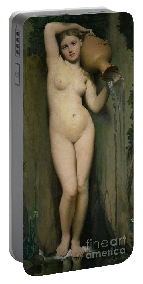 Nude Portable Battery Charger featuring the painting The Source by Ingres