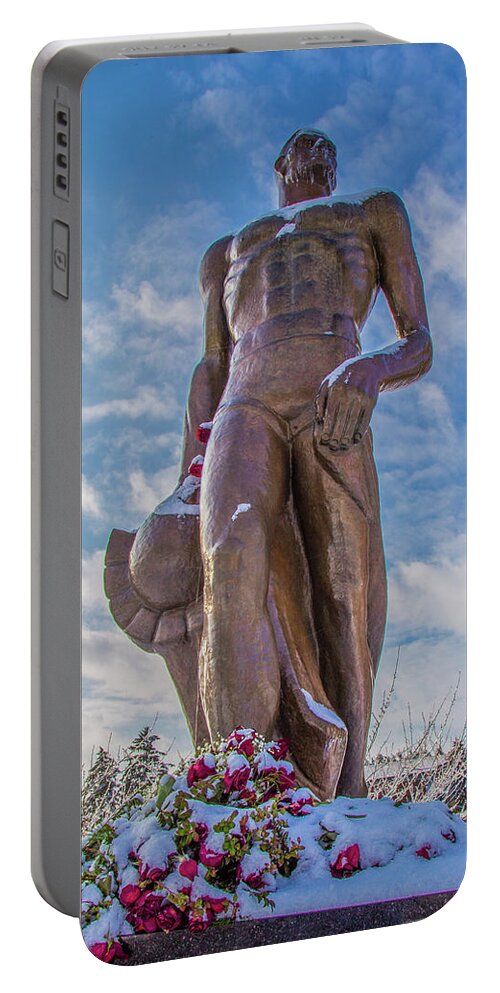 Michigan State. Michigan State University Portable Battery Charger featuring the photograph The Spartan Statue Michigan State by John McGraw