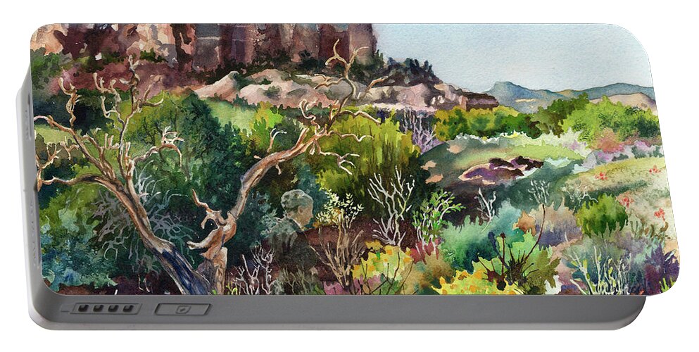 Ghost Ranch New Mexico Painting Portable Battery Charger featuring the painting The Spirit of Ghost Ranch by Anne Gifford