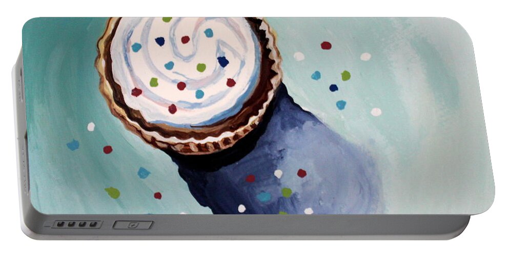 Cupcake Portable Battery Charger featuring the painting The Sprinkled Cupcake by Elizabeth Robinette Tyndall