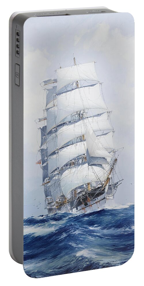 Painting Portable Battery Charger featuring the painting The Square-Rigged Clipper Argonaut Under Full Sail by Mountain Dreams