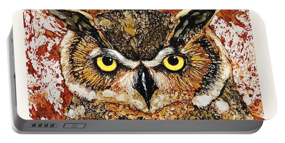 Jan Killian Portable Battery Charger featuring the painting The Stare by Jan Killian