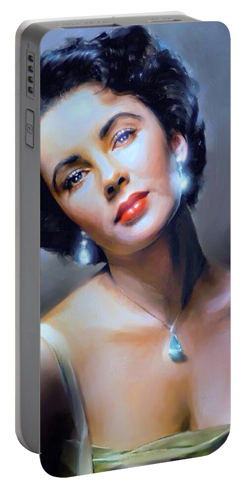 Liz Taylor Portable Battery Charger featuring the painting The Starlet by David Luebbert