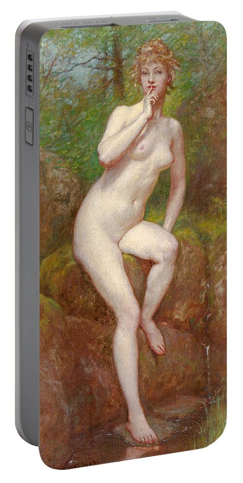 Kenyon Cox Portable Battery Charger featuring the painting The Stream's Secret by Kenyon Cox