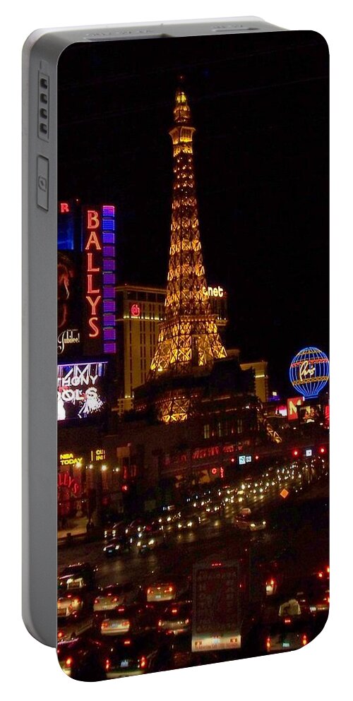 Vegas Portable Battery Charger featuring the photograph The Strip at Night 2 by Anita Burgermeister