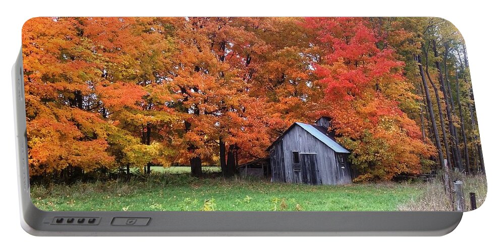 Fall Portable Battery Charger featuring the photograph The Sugar Shack by Pat Purdy