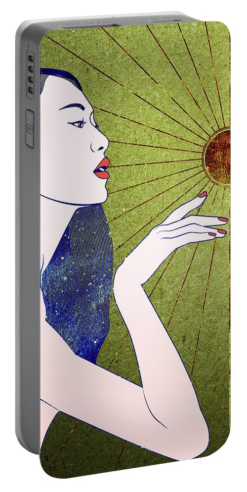 Woman Portable Battery Charger featuring the digital art The Sun is a Star by Stevyn Llewellyn