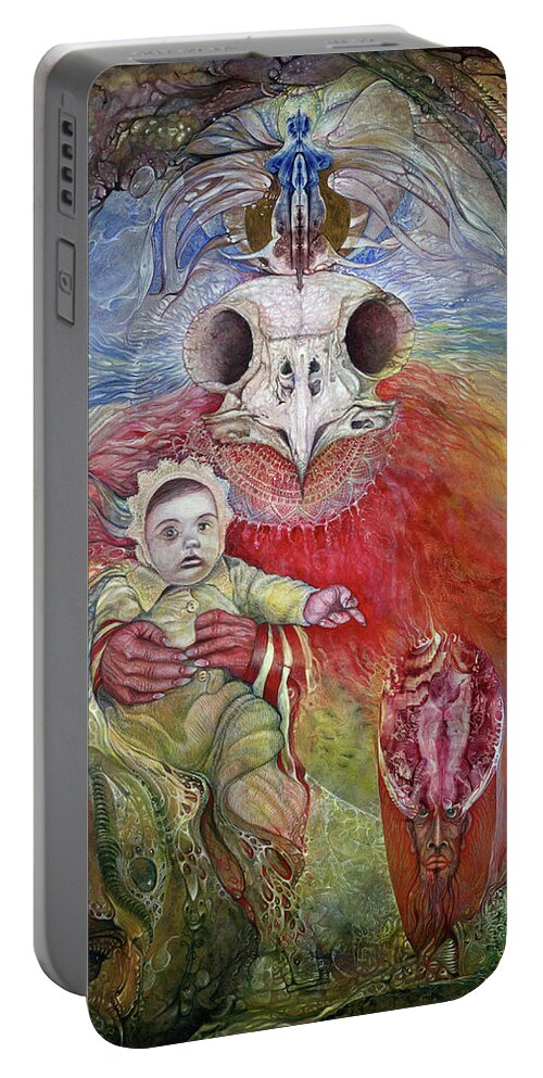 Art Of The Mystic Portable Battery Charger featuring the painting The Surrogate Mother-Goddess of Wisdom by Otto Rapp
