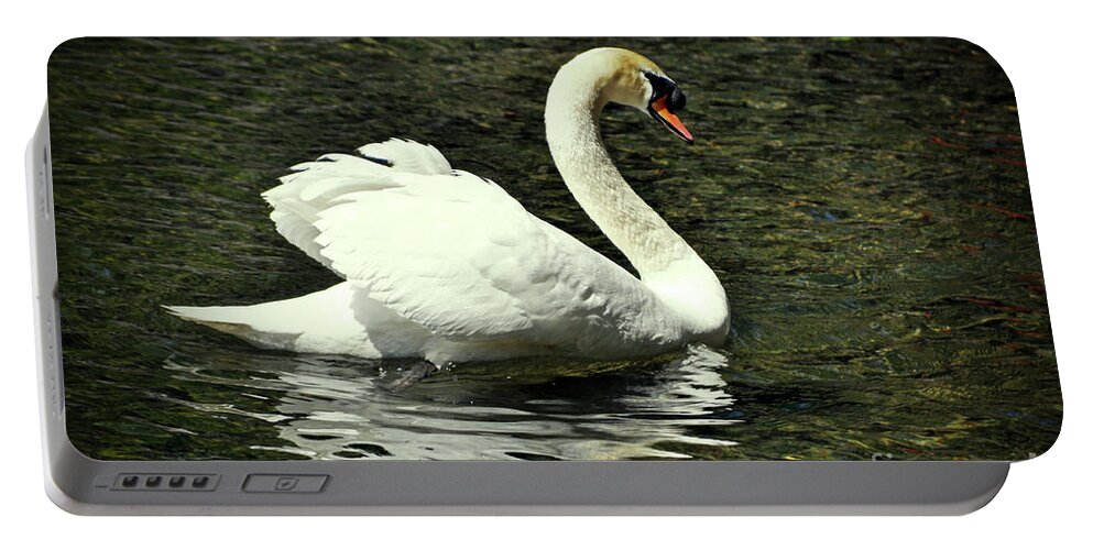 Swan Portable Battery Charger featuring the photograph The Swan of Lake Susan by Lydia Holly