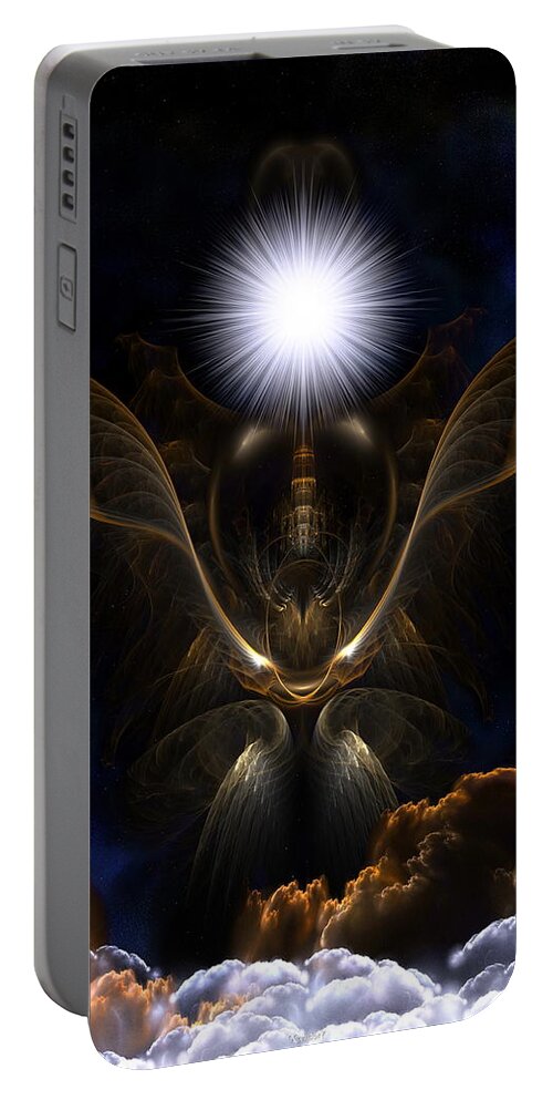 Tower In The Bottle Portable Battery Charger featuring the digital art The Tower In The Bottle Takes Flight by Rolando Burbon