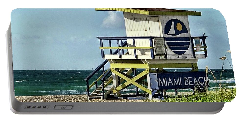 South Beach Portable Battery Charger featuring the photograph The Tower by Michael Albright
