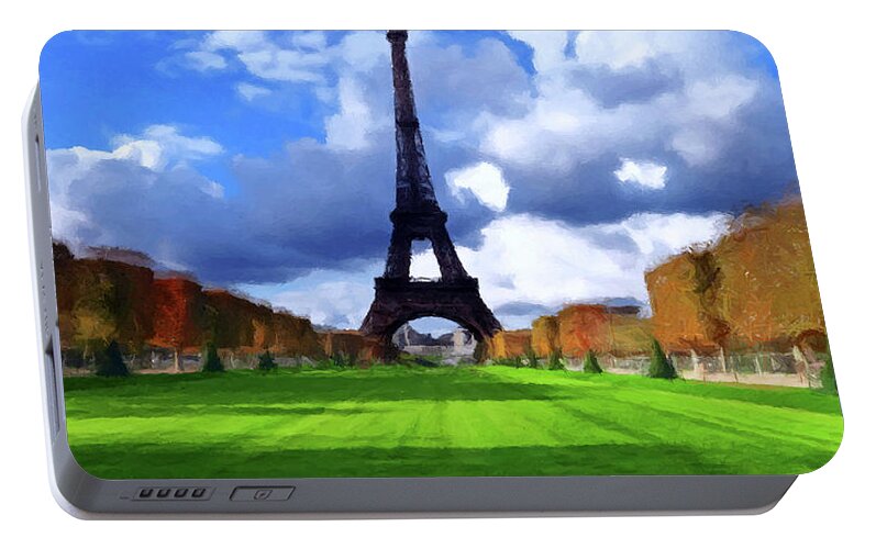 Eiffel Tower Portable Battery Charger featuring the painting The Tower Paris by David Dehner