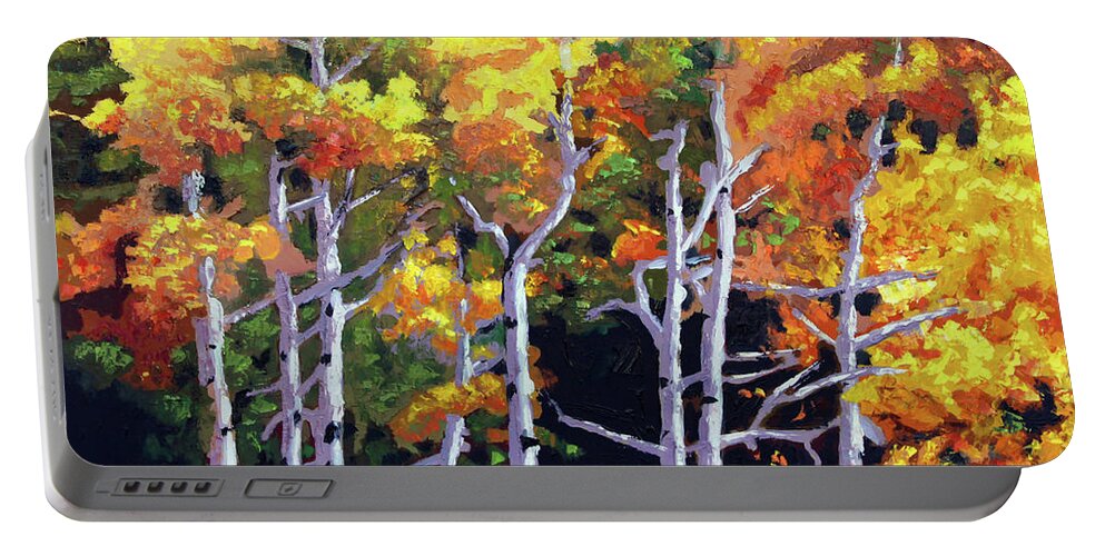 Aspens Portable Battery Charger featuring the painting The Transition by John Lautermilch