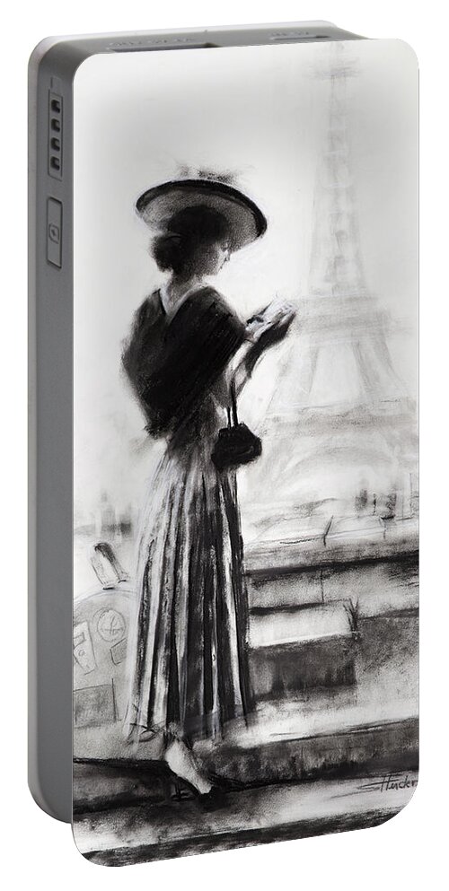 Woman Portable Battery Charger featuring the painting The Traveler by Steve Henderson