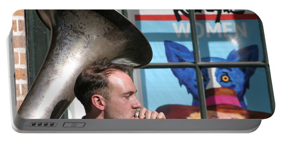 New Orleans Portable Battery Charger featuring the photograph The Tuba Serenade In New Orleans by Michael Hoard