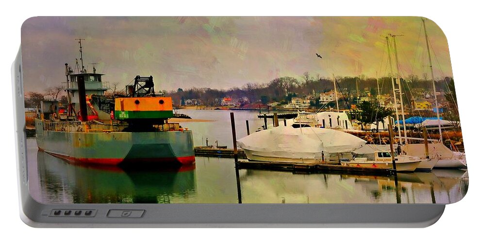 Painterly Landscape Portable Battery Charger featuring the photograph The Tug Boat by Diana Angstadt